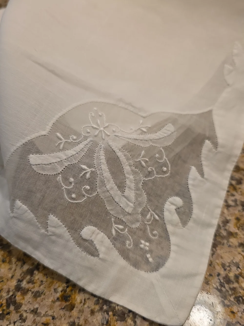 Vintage White Embroidered Table Napkins - Set Of 7
